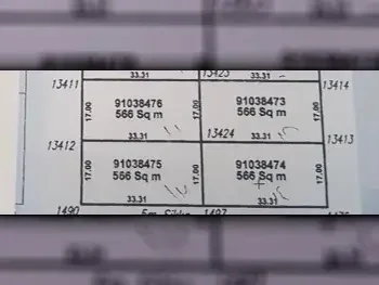 Lands For Sale in Al Wakrah  - Al Wukair  -Area Size 566 Square Meter