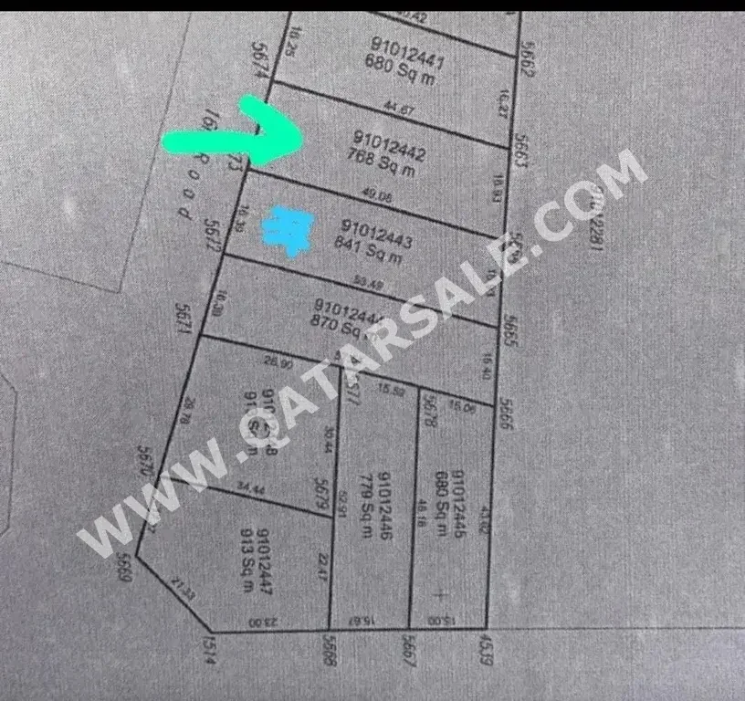 Lands For Sale in Al Wakrah  - Al Wukair  -Area Size 768 Square Meter