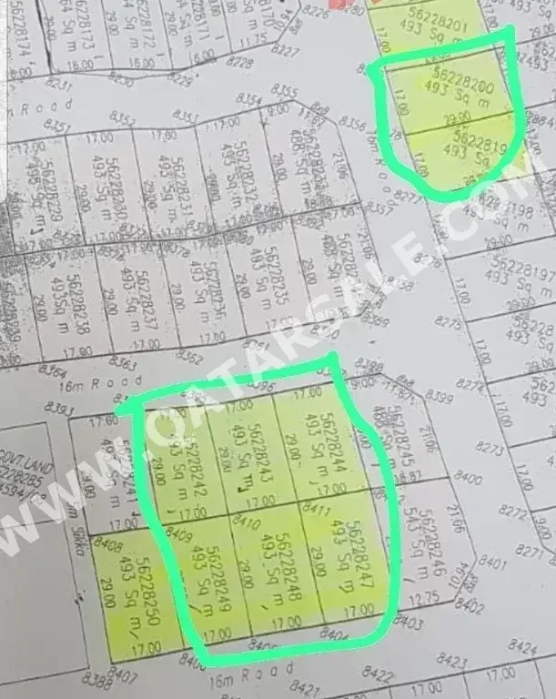 اراضي للبيع في الريان  - عين خالد  -المساحة 493 متر مربع