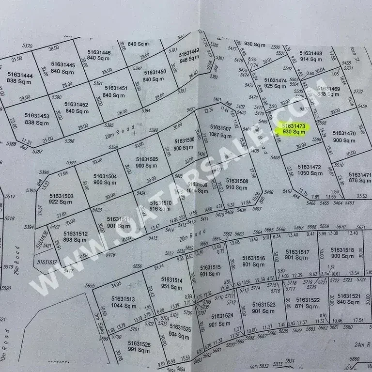 Lands For Sale in Al Rayyan  - Izghawa  -Area Size 930 Square Meter