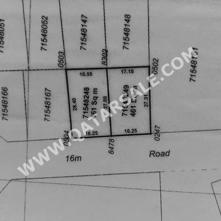 Lands For Sale in Umm Salal  - Umm Salal Ali  -Area Size 461 Square Meter