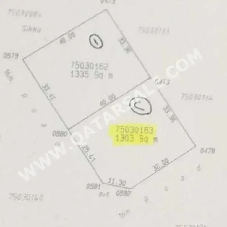 اراضي للبيع في الخور  - الذخيرة  -المساحة 1,303 متر مربع