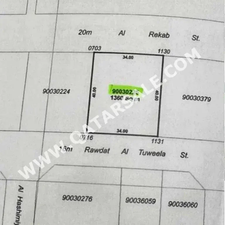 Lands For Sale in Al Wakrah  - Al Wakrah  -Area Size 1,360 Square Meter