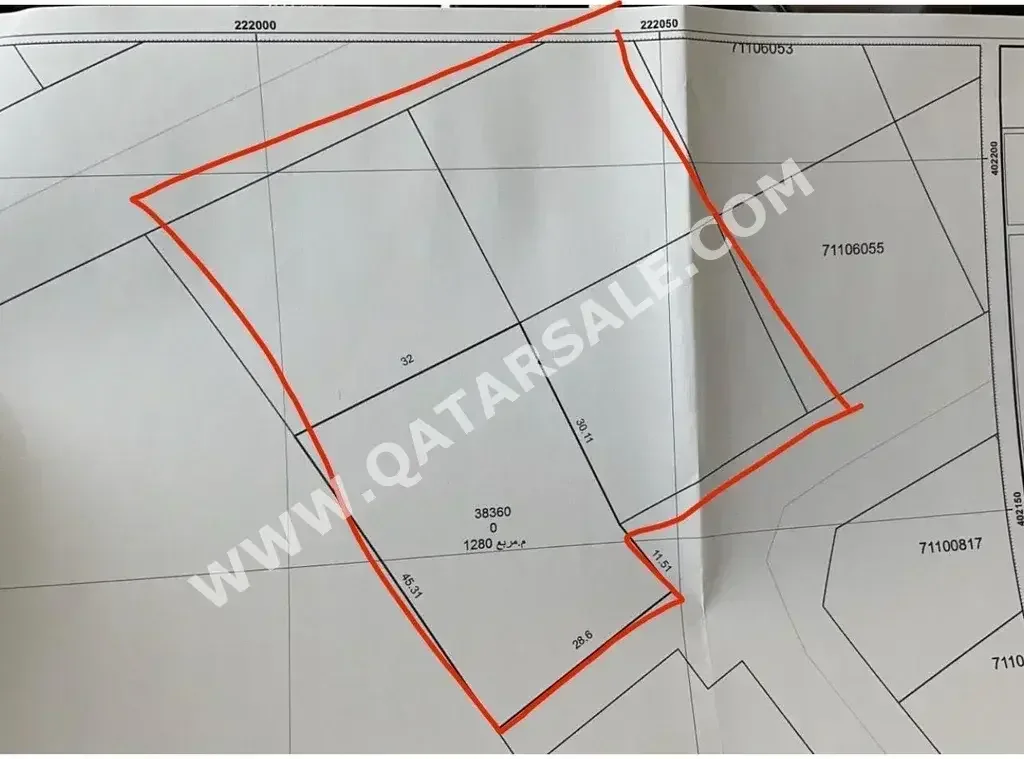 Lands For Sale in Umm Salal  - Al Kharaitiyat  -Area Size 4,093 Square Meter