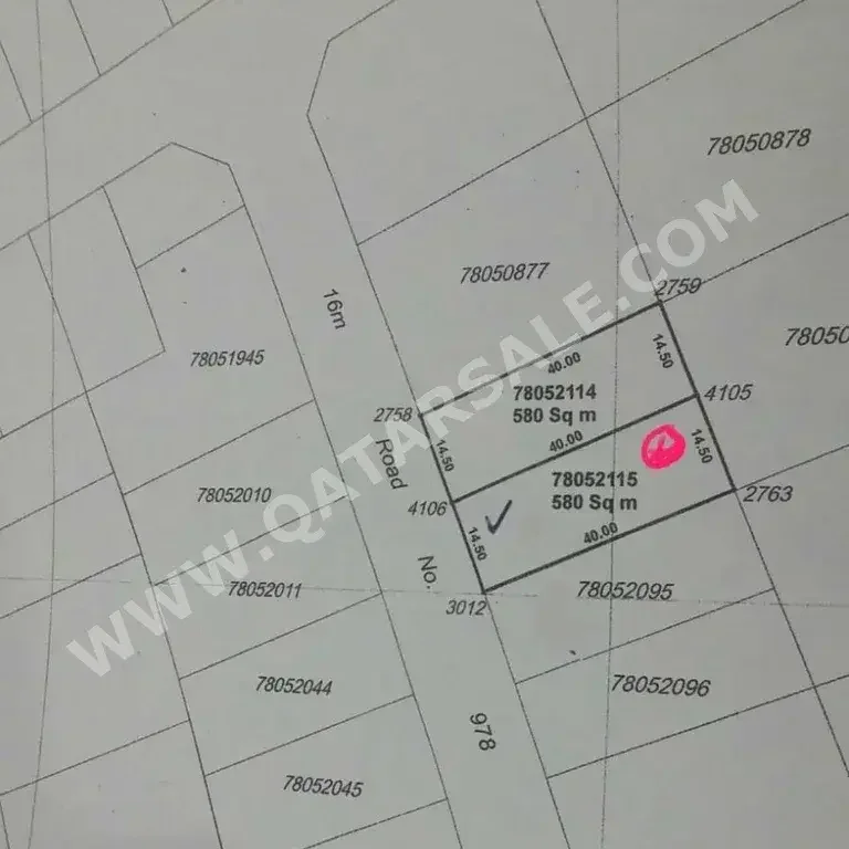 Lands For Sale in Al Shamal  - Abo Dhalouf  -Area Size 580 Square Meter