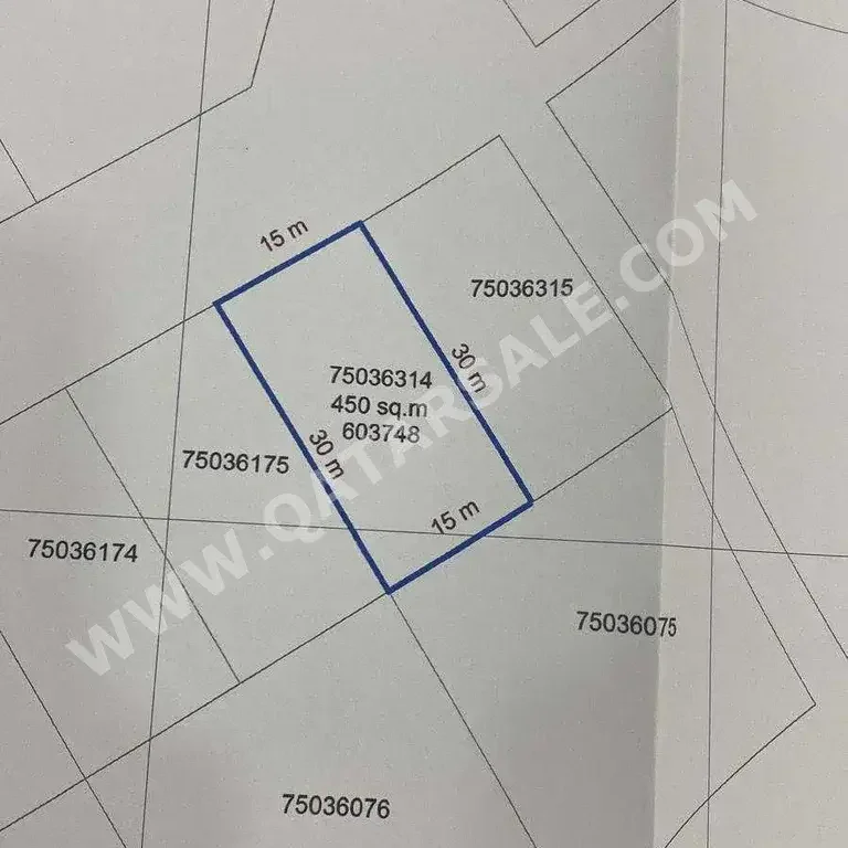 Lands For Sale in Al Khor  - Al Dhakira  -Area Size 450 Square Meter