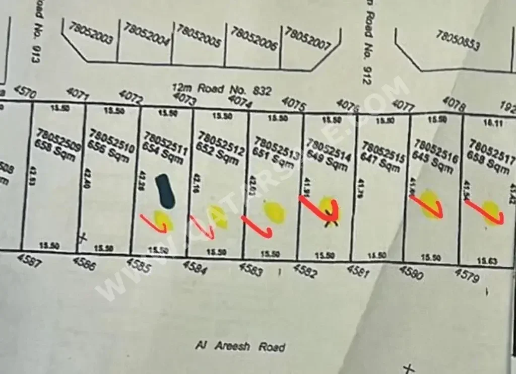 Lands For Sale in Al Shamal  - Al Ruwais  -Area Size 654 Square Meter