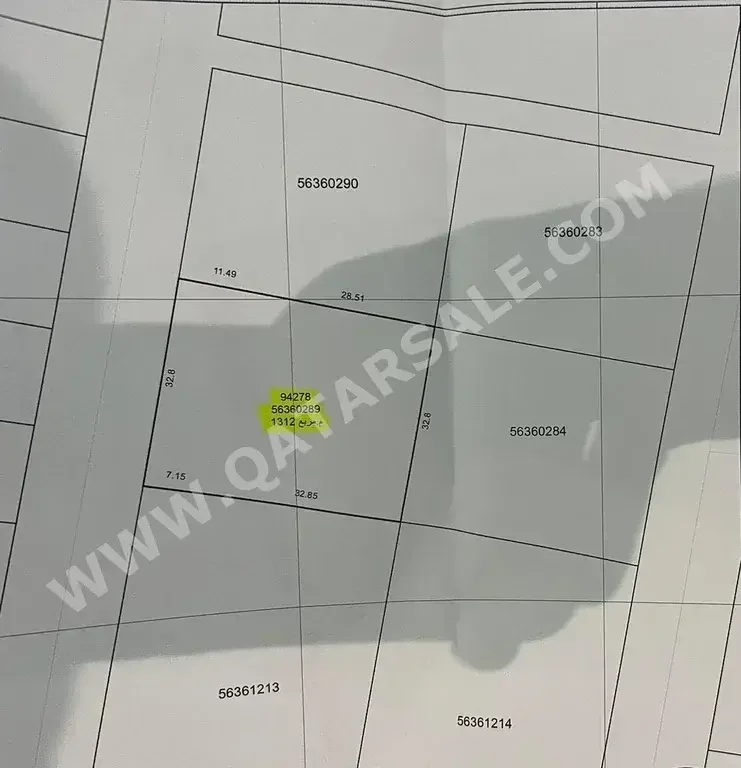 Lands For Sale in Al Rayyan  - Umm Al Seneem  -Area Size 1,312 Square Meter