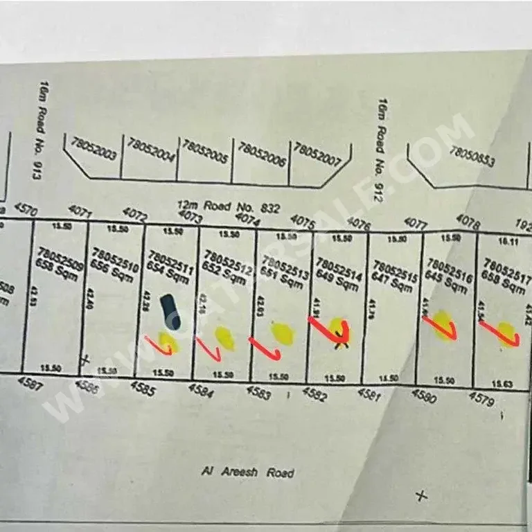 Lands For Sale in Al Shamal  - Al Ruwais  -Area Size 652 Square Meter