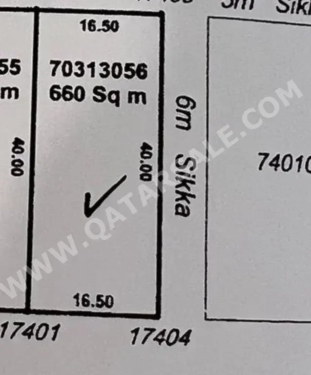 Lands For Sale in Al Daayen  - Sumaysimah  -Area Size 660 Square Meter