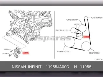 Car Parts - Nissan  Altima  - Belts & Hoses & Water Pumps  -Part Number: 11955JA00C