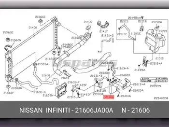 قطع غيار السيارات - نيسان  ماكسيما  - نظام التبريد والحراره  -رقم القطعة: 21606JA00A