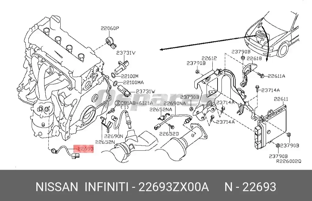 Car Parts - Nissan  Altima  -Part Number: 22693ZX00A