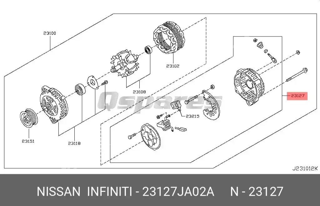 Car Parts - Nissan  Rogue  - Body Parts & Mirrors  -Part Number: 23127JA02A