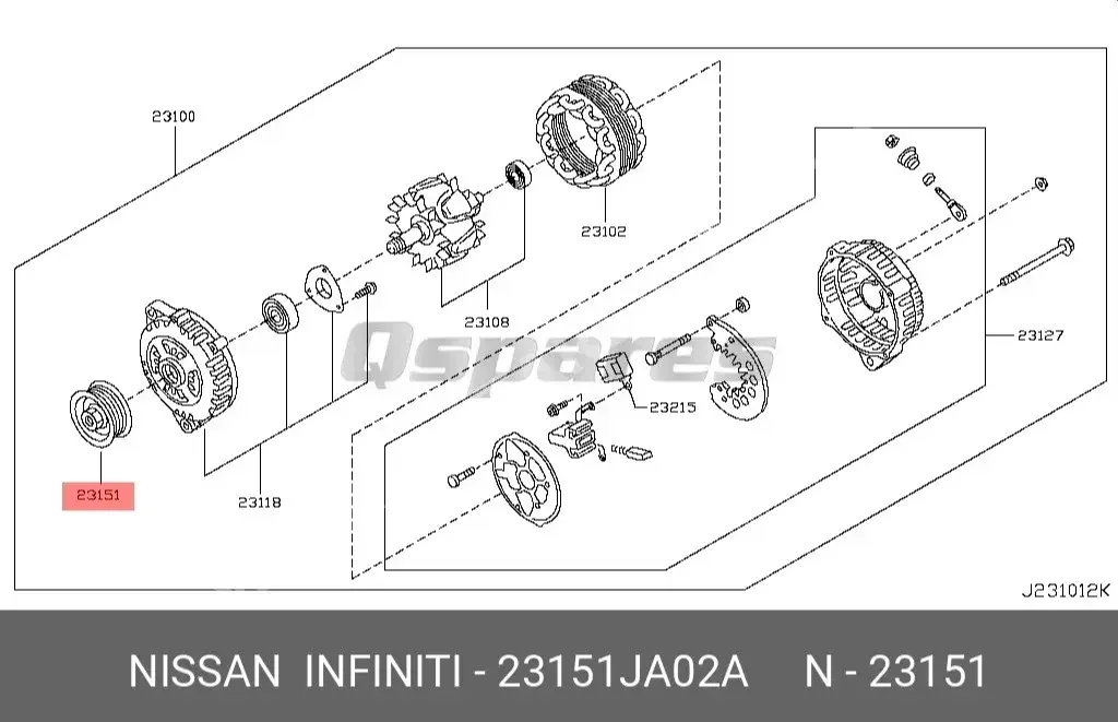 Car Parts - Nissan  Altima  - Alternators & Starters  -Part Number: 23151JA02A