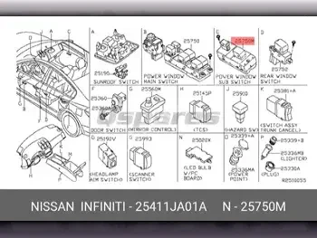 Car Parts - Nissan  Altima  - Interior Parts  -Part Number: 25411JA01A