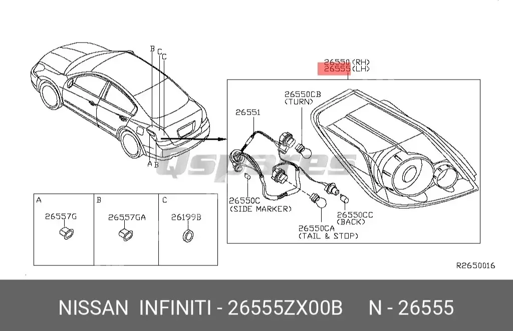 قطع غيار السيارات - نيسان  ألتيما  - اللإضاءة والفيوزات  -رقم القطعة: 26555ZX00B