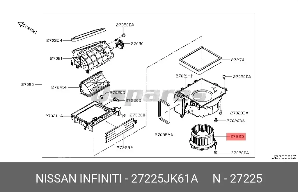 Car Parts - Nissan  Altima  - Engine & Engine Parts  -Part Number: 27225JK61A