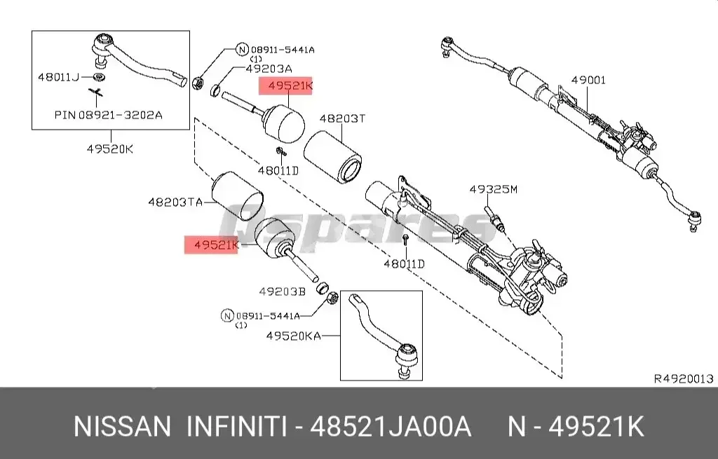 Car Parts - Nissan  Altima  - Steering and Suspension  -Part Number: 48521JA00A