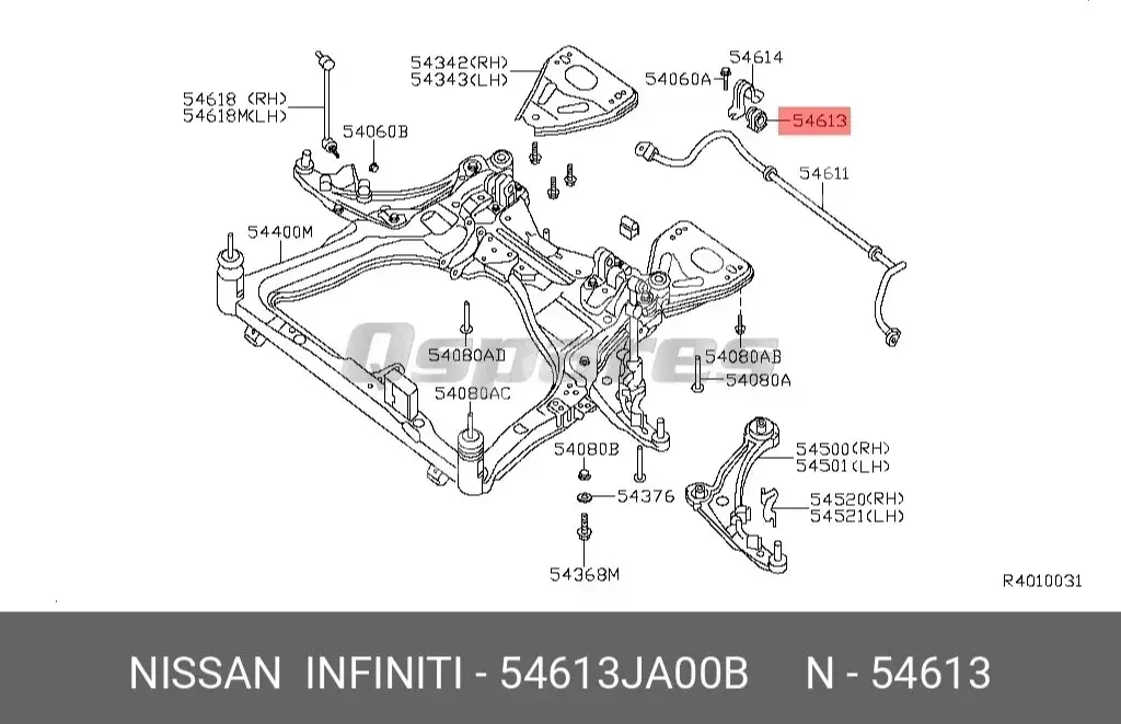 Car Parts - Nissan  Altima  - Strips, rubber  -Part Number: 54613JA00B