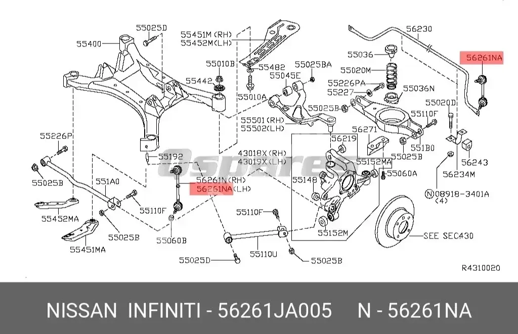 Car Parts - Nissan  Altima  - Drivetrain & Axles  -Part Number: 56261JA005