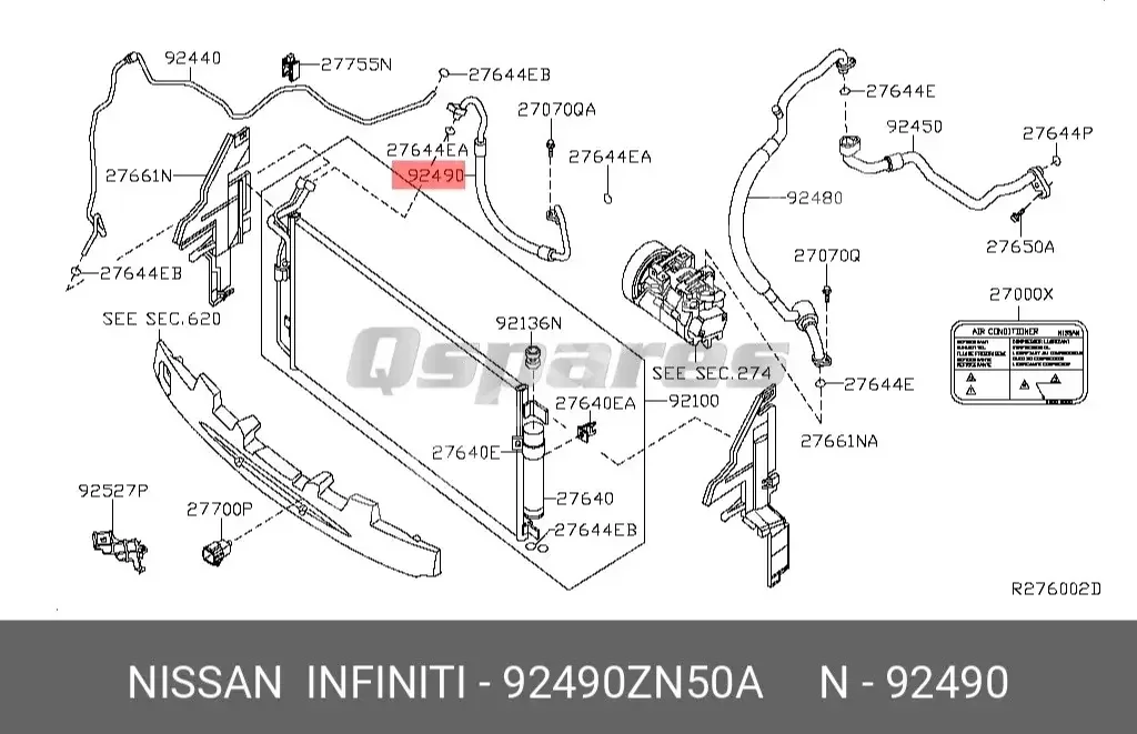 Car Parts - Nissan  Altima  - Belts & Hoses & Water Pumps  -Part Number: 92490ZN50A