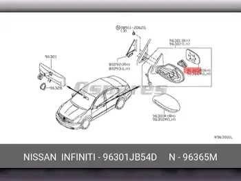 Car Parts - Nissan  Altima  - Body Parts & Mirrors  -Part Number: 96301JB54D