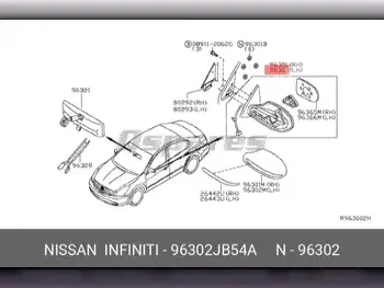 Car Parts - Nissan  Altima  - Body Parts & Mirrors  -Part Number: 96302JB54A