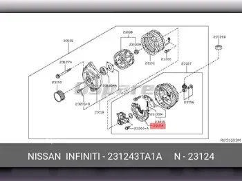 قطع غيار السيارات - نيسان  ألتيما  - الداينمو والسلف  -رقم القطعة: 231243TA1A