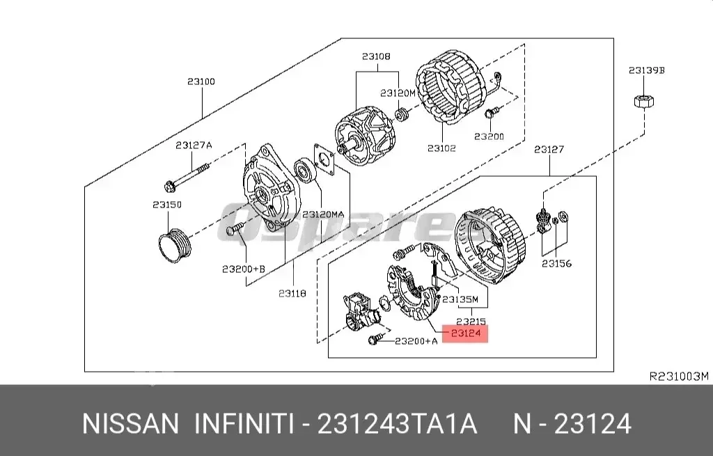 Car Parts - Nissan  Altima  - Alternators & Starters  -Part Number: 231243TA1A