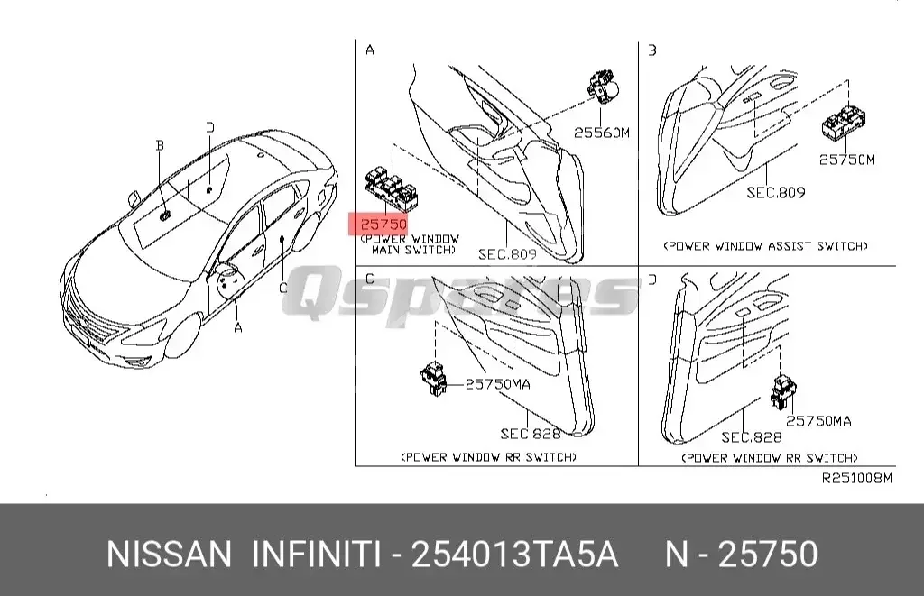 Car Parts - Nissan  Altima  - Interior Parts  -Part Number: 254013TA5A