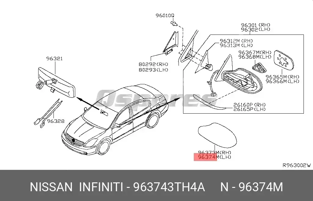 Car Parts - Nissan  Altima  - Body Parts & Mirrors  -Part Number: 963743TH4A