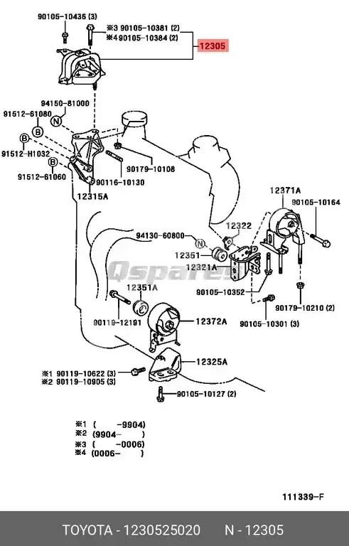 Car Parts - Toyota  Corolla  - Engine & Engine Parts  -Part Number: 1230525020