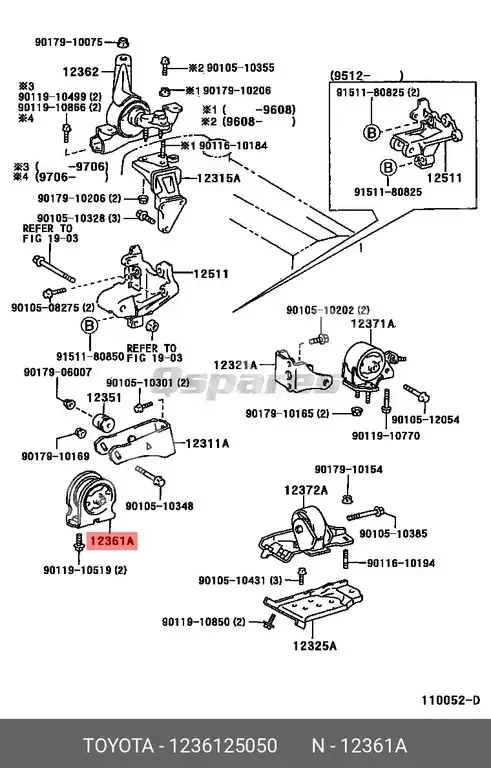 Car Parts - Toyota  Corolla  - Engine & Engine Parts  -Part Number: 1236125050