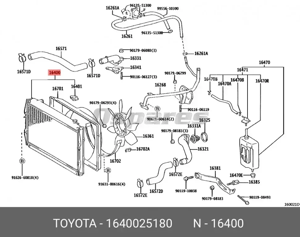 Car Parts - Toyota  Camry  - Radiators  & Cooling Fans  -Part Number: 1640025180