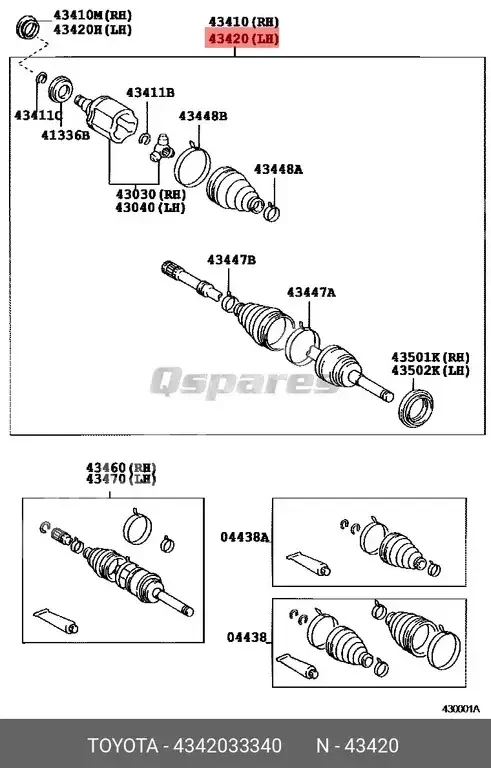 Car Parts - Toyota  Camry  - Brakes & Wheel Bearings  -Part Number: 4342033340