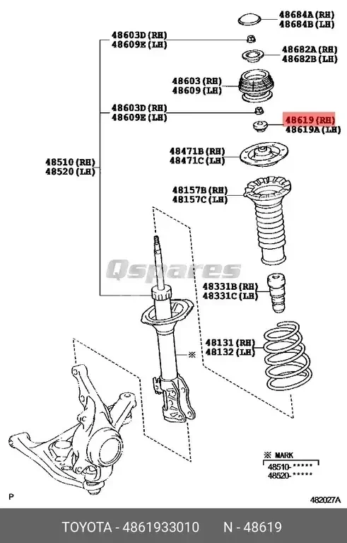 Car Parts - Toyota  Camry  - Steering and Suspension  -Part Number: 4861933010