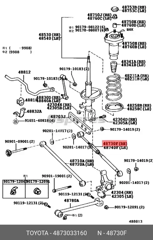 Car Parts - Toyota  Camry  - Steering and Suspension  -Part Number: 4873033160