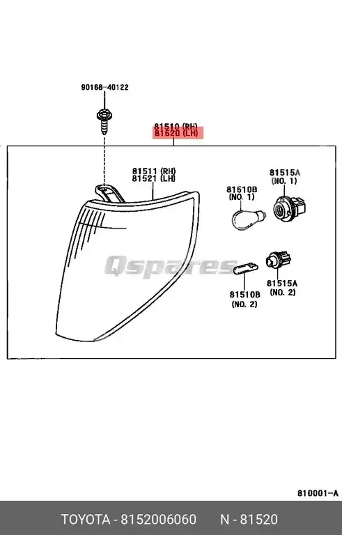 Car Parts - Toyota  Camry  - Lightning & Fuses  -Part Number: 8152006060