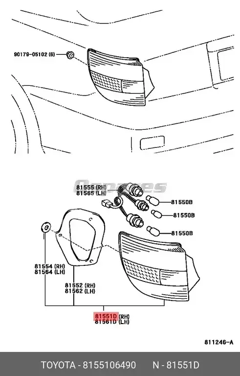 Car Parts - Toyota  Camry  - Lightning & Fuses  -Part Number: 8155106490