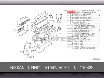 Car Parts - Nissan  Altima  - Gaskets  -Part Number: A1042JA0H0