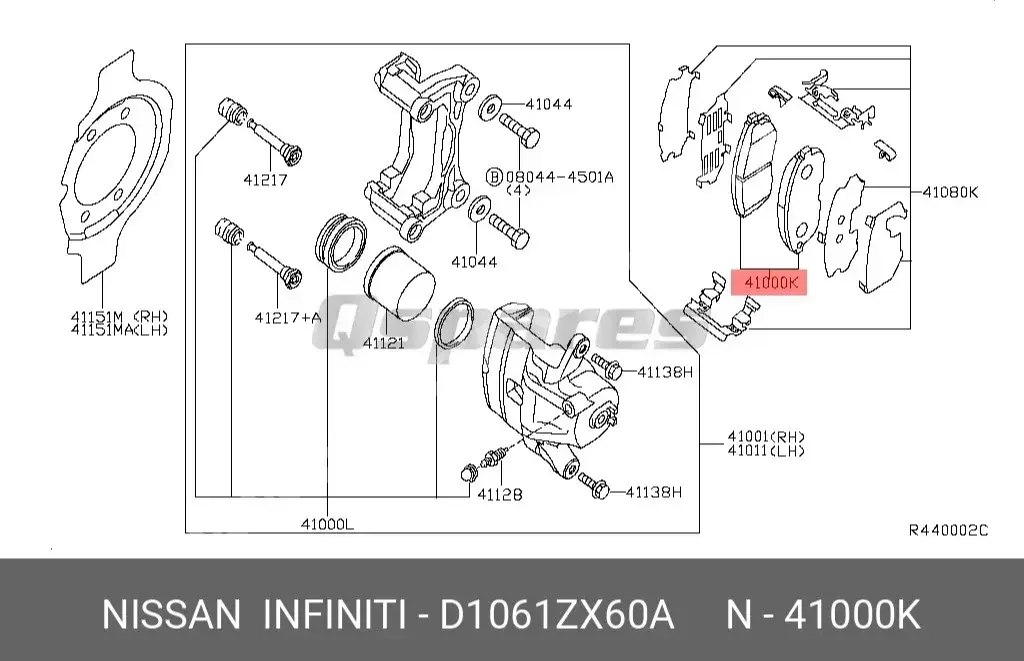 قطع غيار السيارات - نيسان  ألتيما  - الفرامل ومحامل العجلات  -رقم القطعة: D1061ZX60A