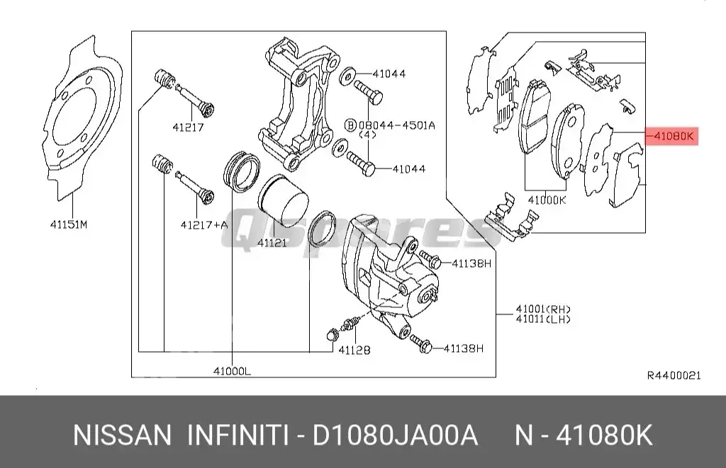 قطع غيار السيارات - نيسان  ألتيما  - الفرامل ومحامل العجلات  -رقم القطعة: D1080JA00A