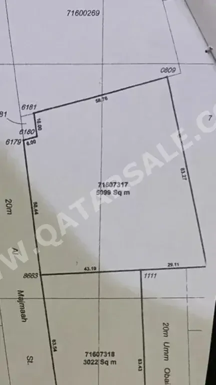 Lands For Sale in Umm Salal  - Umm Al Amad  -Area Size 5,099 Square Meter