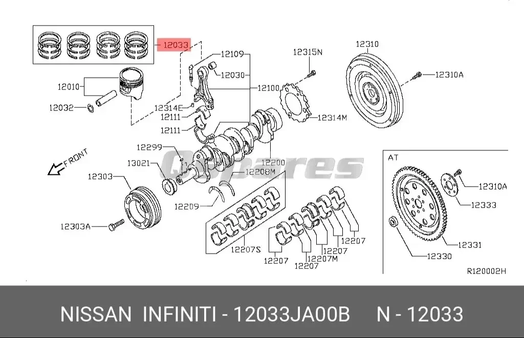 Car Parts - Nissan  Altima  - Engine & Engine Parts  -Part Number: 12033JA00B