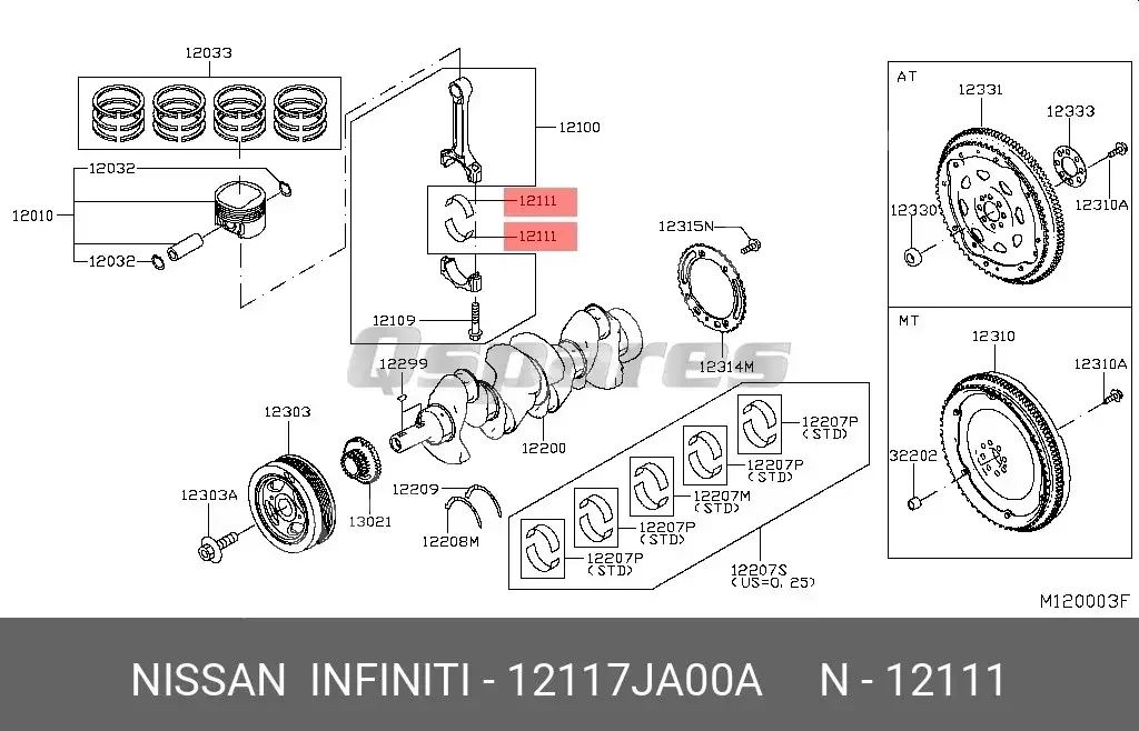 Car Parts - Nissan  Altima  - Brakes & Wheel Bearings  -Part Number: 12117JA00A