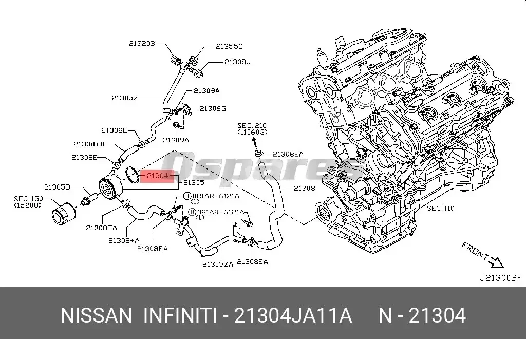 Car Parts - Nissan  Altima  -Part Number: 21304JA11A