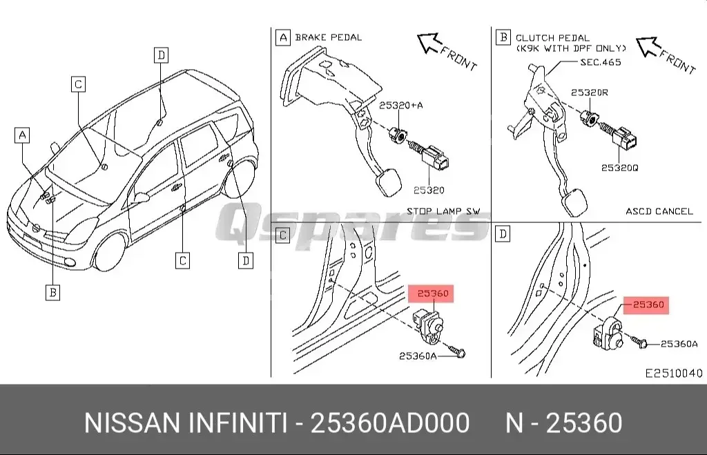 Car Parts - Nissan  Pathfinder  - Electric Parts  -Part Number: 25360AD000