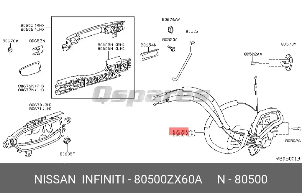 Car Parts - Nissan  Altima  - Locks auto parts  -Part Number: 80500ZX60A