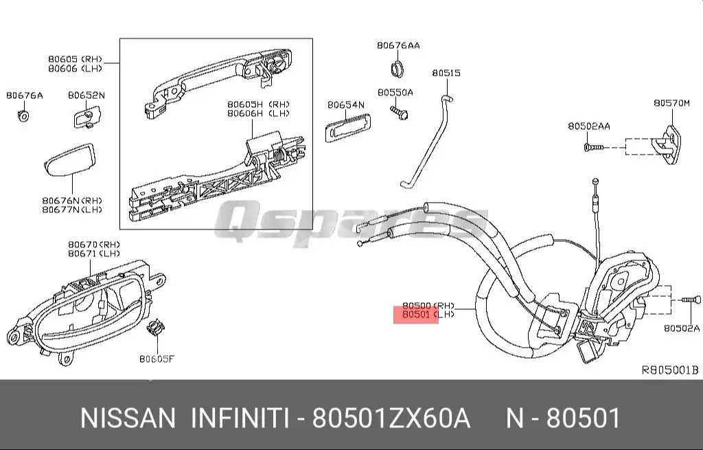 قطع غيار السيارات - نيسان  ألتيما  - أقفال قطع غيار السيارات  -رقم القطعة: 80501ZX60A